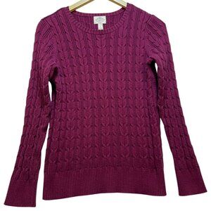 St. John's Bay Women's Fisherman Sweater Cable Knit Size L Burgundy
